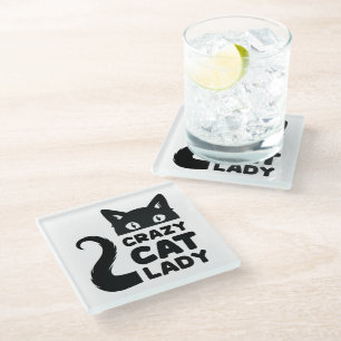 Crazy Cat Lady Glass Untersetzer