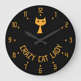 Crazy Cat Lady Große Wanduhr