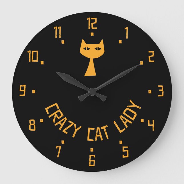 Crazy Cat Lady Große Wanduhr (Vorderseite)