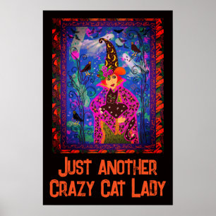 Crazy Cat Lady Halloween Décor Poster