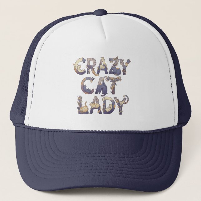 Crazy Cat Lady Hat Truckerkappe (Vorderseite)
