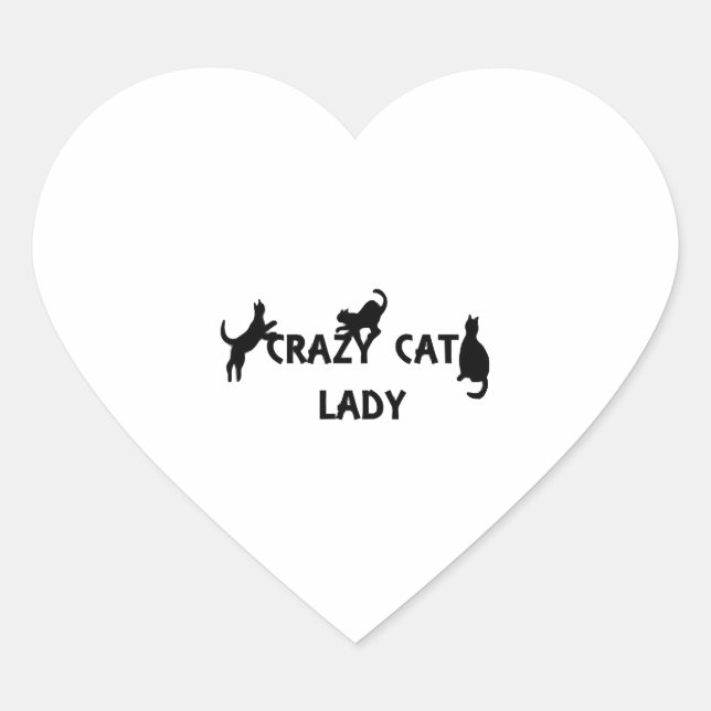Crazy Cat Lady Herz-Aufkleber (Vorderseite)