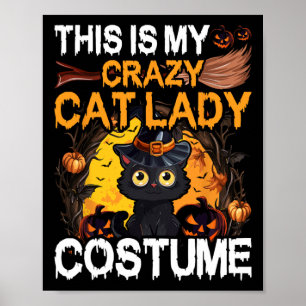 Crazy Cat Lady Kostüm Black Cat Funny Halloween D Poster