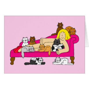 Crazy Cat Lady mit Cats Cartoon