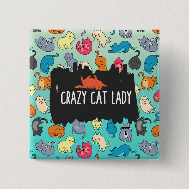 Crazy Cat Lady Niedlich und spielerisch Cat Patter Button (Vorderseite)