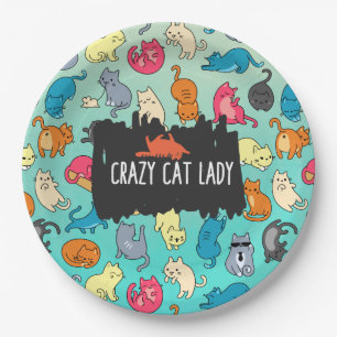 Crazy Cat Lady Niedlich und spielerisch Cat Patter Pappteller