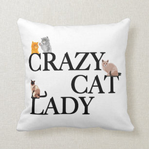 Crazy Cat Lady Niedlich White Kissen