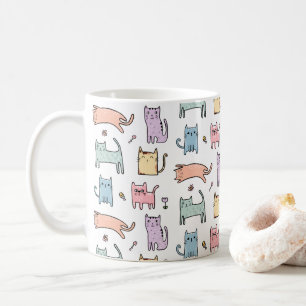 Crazy Cat Lady Pastel Multicolor Cartoon Cat Tasse