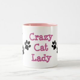 Crazy Cat Lady Pawprints Design Coffee Tasse