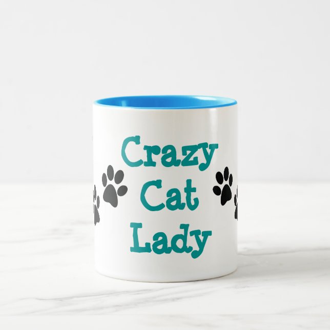 Crazy Cat Lady Pawprints Design Coffee Tasse (Mittel)