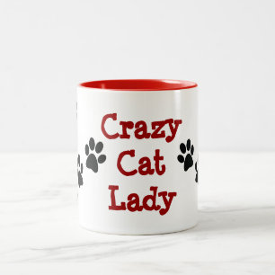 Crazy Cat Lady Pawprints Design Coffee Tasse