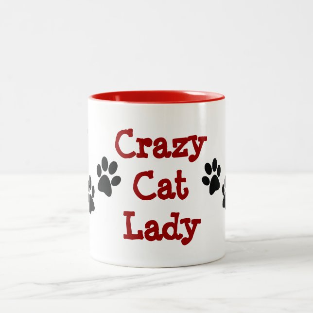 Crazy Cat Lady Pawprints Design Coffee Tasse (Mittel)