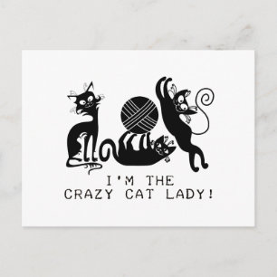 Crazy Cat Lady Postkarte
