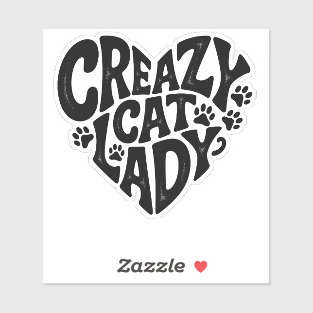 Crazy Cat Lady Retro Inspiriert Cat Sticker (Blatt)