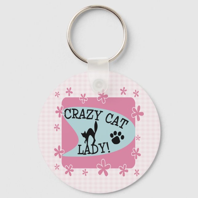 Crazy Cat Lady - Retro Schlüsselanhänger (Vorderseite)