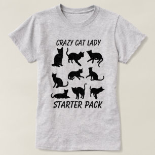 "Crazy Cat Lady Starter Pack" mit drei Katzen T-Shirt
