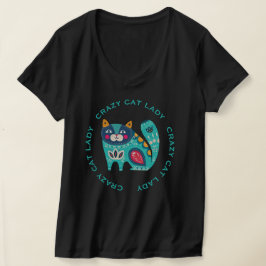 Crazy Cat Lady, stylisierte farbenfrohe Cat Illust T-Shirt