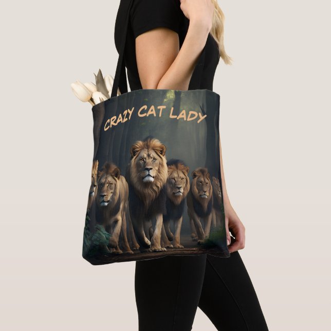 Crazy Cat Lady Tote Bag Anpassen Text & Bilder (Von Nahem)