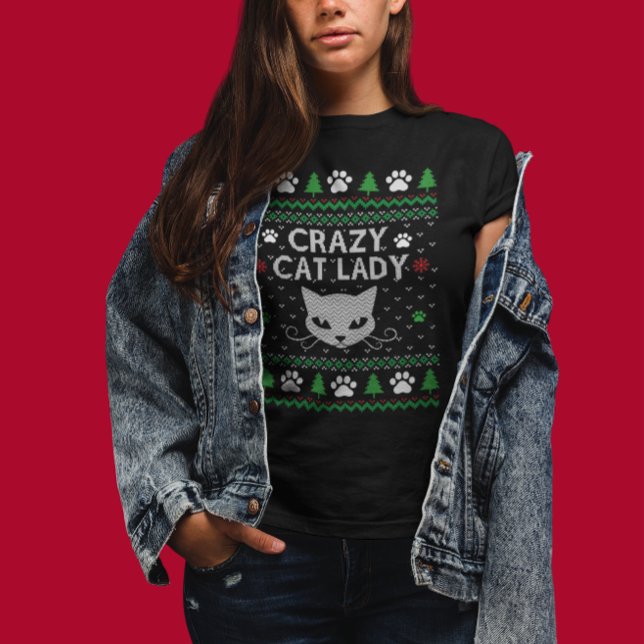 Crazy Cat Lady Ugly Christmas Sweater T-Shirt (Von Creator hochgeladen)