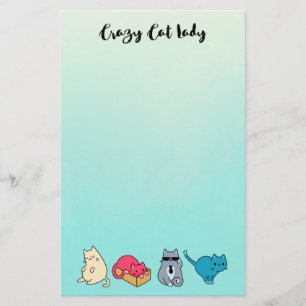 Crazy Cat Lady und 4 Niedliche Katzen Briefpapier