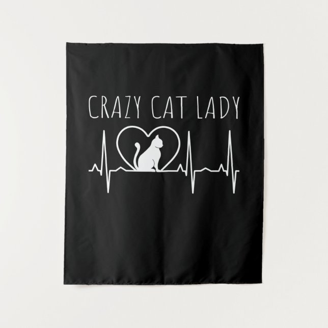 Crazy Cat Lady Wandteppich (Vorderseite)