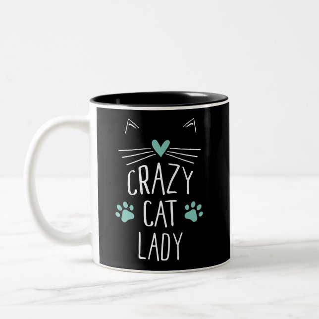 Crazy Cat Lady Zweifarbige Tasse (Links)