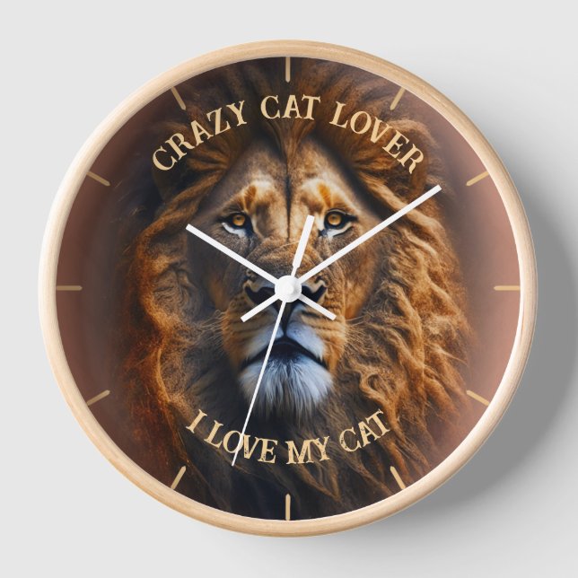 "CRAZY CAT LOVER" Die Personalisierte Wall-Uhr Uhr (Vorderseite)