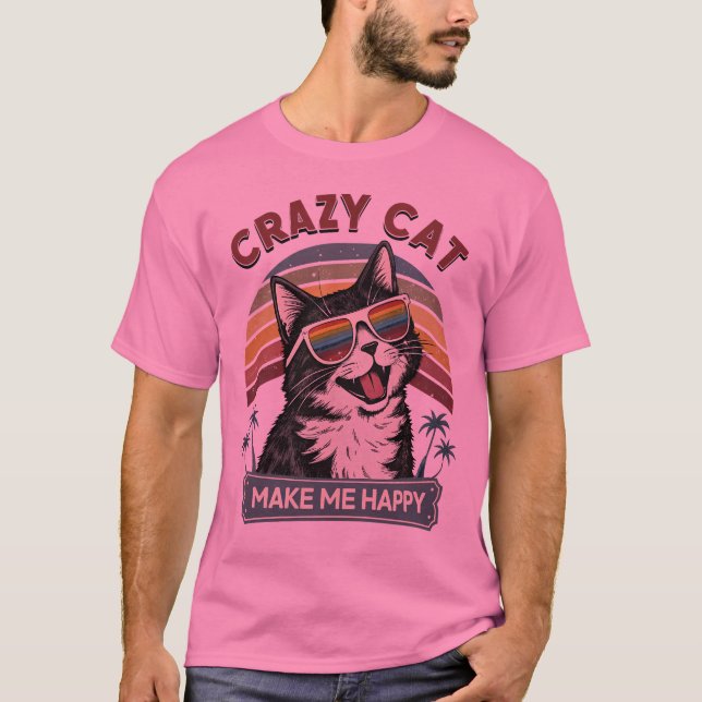 CRAZY CAT macht mich glücklich T-Shirt (Vorderseite)
