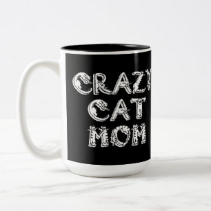 Crazy Cat Mama White Logo Zweifarbige Tasse