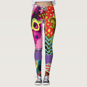 Crazy Cat Pop Art Leggings