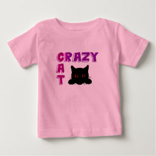 "Crazy Cat" rosa T - Shirt für Kinder.