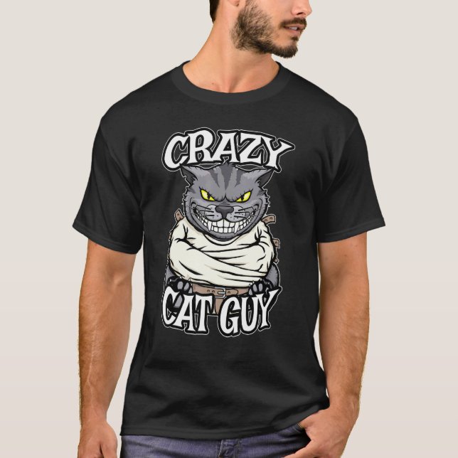 Crazy Cat Typ Evil Grinning Crazy Felkatzen T-Shirt (Vorderseite)