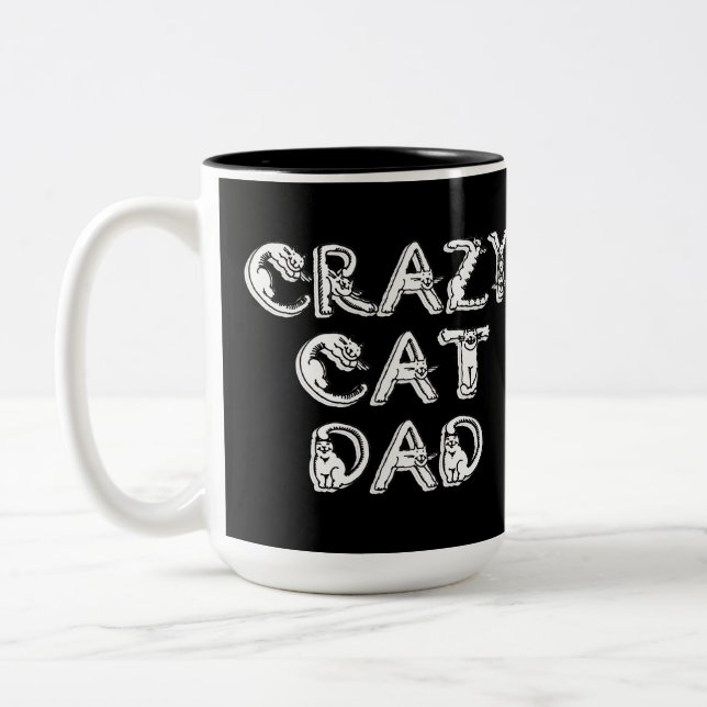 Crazy Cat Vater White Logo Zweifarbige Tasse (Links)