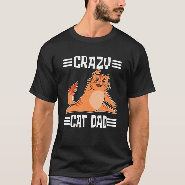 Crazy Cat Vater Yoga Cat T-Shirt (Vorderseite)