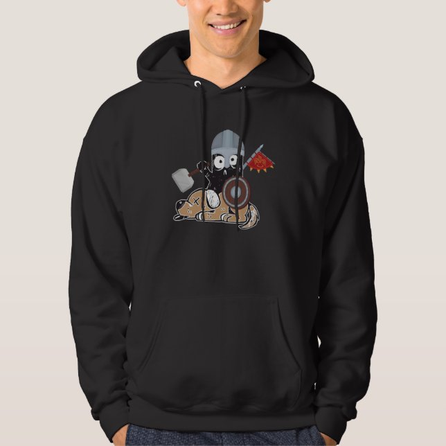 Crazy Cat Viking Thor Cat With Hammer  2 Hoodie (Vorderseite)