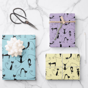 Crazy Cats Design Wrapping Paper Geschenkpapier Set