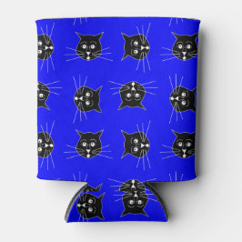 Crazy Cats on Blue Background on Can Cooler Dosenkühler