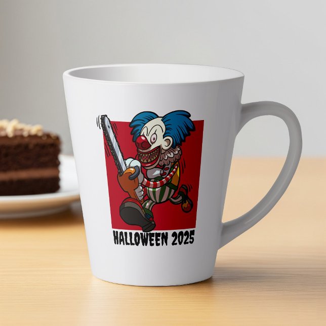 Crazy Chainsaw Clown Halloween Editable Text Year Milchtasse (Von Creator hochgeladen)
