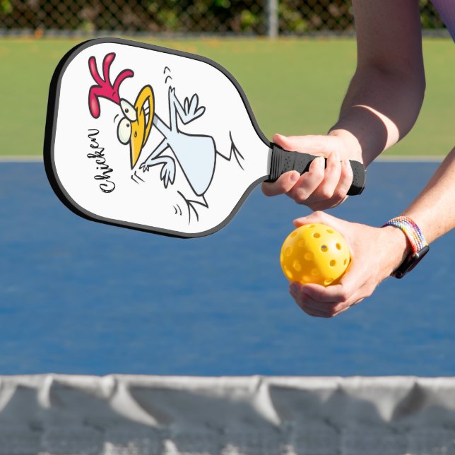 Crazy Chicken Bird Funny Cartoon Pickleball Schläger (InSitu)
