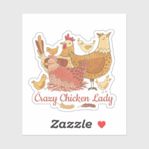 Crazy Chicken Lady Aufkleber