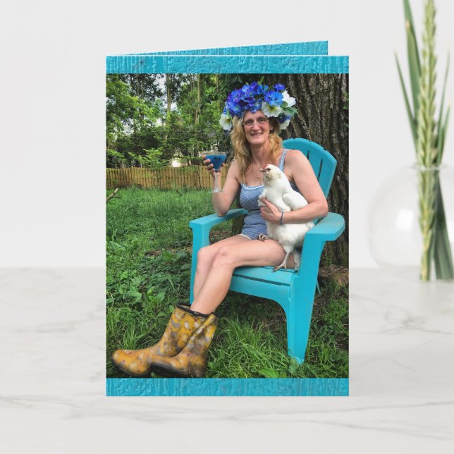 Crazy Chicken Lady - Happy Birthday Karte (Vorderseite)