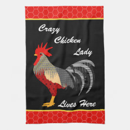 Crazy Chicken Lady l Memphis Style Rooster Geschirrtuch