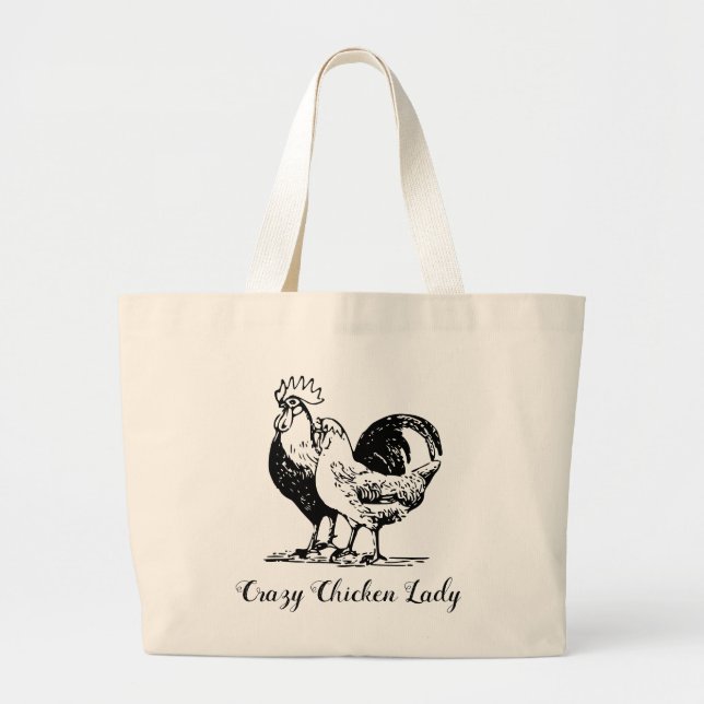 Crazy Chicken Lady Tote Bag Jumbo Stoffbeutel (Vorne)