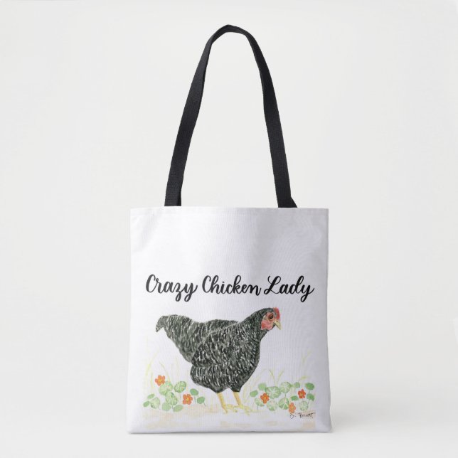 Crazy Chicken Lady Tote-Tasche, Hühner-Tasche (Vorderseite)