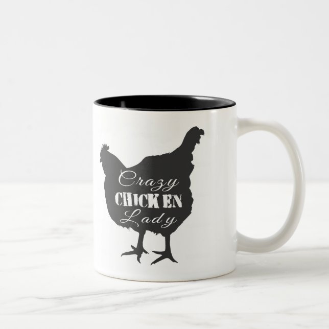 Crazy Chicken Lady Zweifarbige Tasse (Rechts)