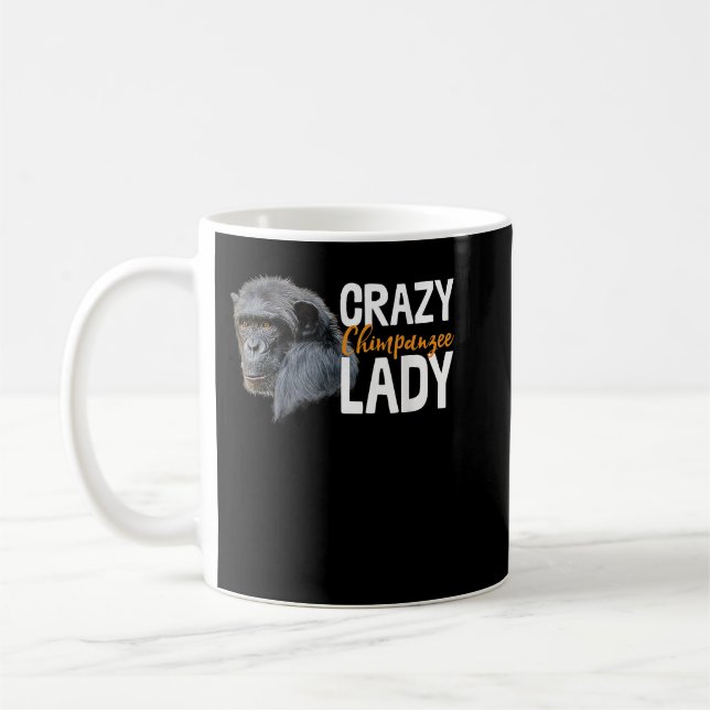 Crazy Chimpanzee Lady Art Monkey Chimp Ape Kaffeetasse (Links)