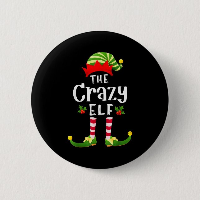 Crazy Christmas Elf Matching Pajama X-mas Party  Button (Vorderseite)