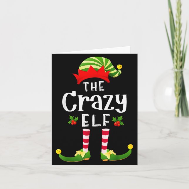 Crazy Christmas Elf Matching Pajama X-mas Party  Karte (Vorderseite)
