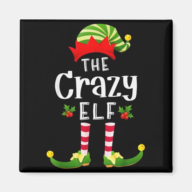 Crazy Christmas Elf Matching Pajama X-mas Party  Magnet (Vorne)