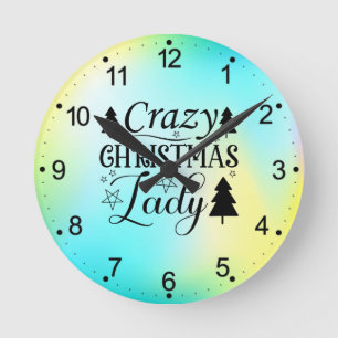 Crazy Christmas Lady-45322 Runde Wanduhr
